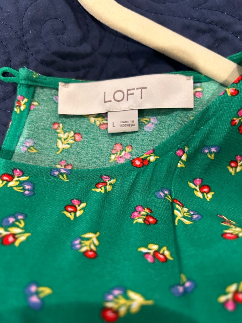 LOFT Emerald Green Floral Tie waist dress